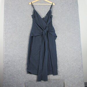 Dress Forum Wrap Midi Dress Sleeveless Tie-Front Formal Party Navy Blue M 432